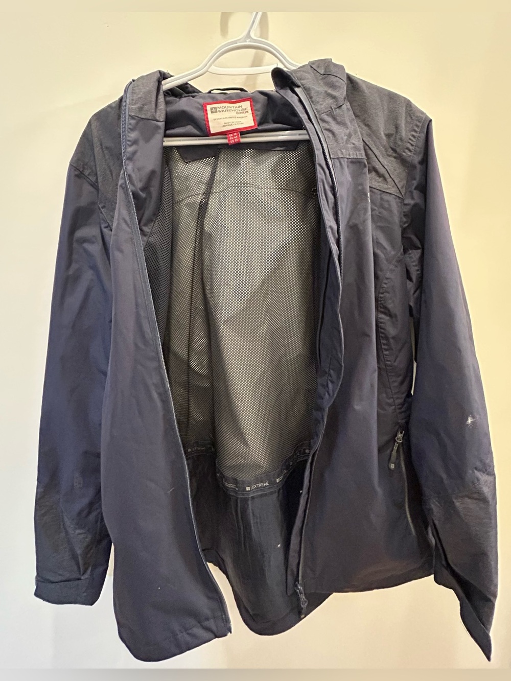 Men's Navy Hooded Rain Jacket with Breathable Mesh Lining